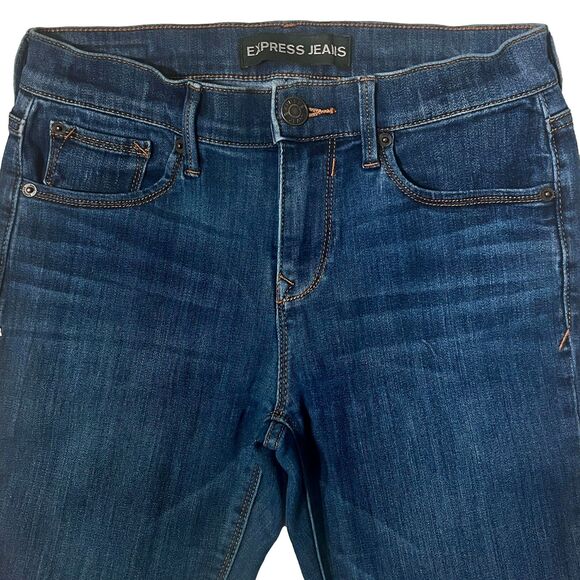 Express Jeans Medium Wash Mid Rise Legging 5-Pocket Skinny Jeans - Picture 5 of 8